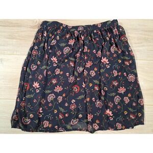 Hollister Navy Blue Floral Chiffon Mini Skirt‎ Elastic Waist Lined Size M
